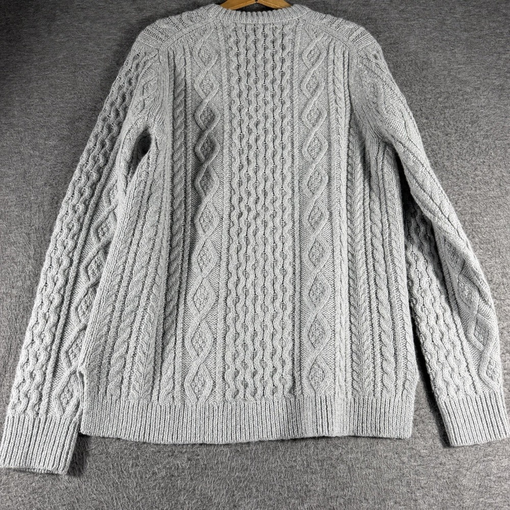 Outerknown Fisherman Gray Cable Knit Merino Wool Blend Sweater Mens Size L